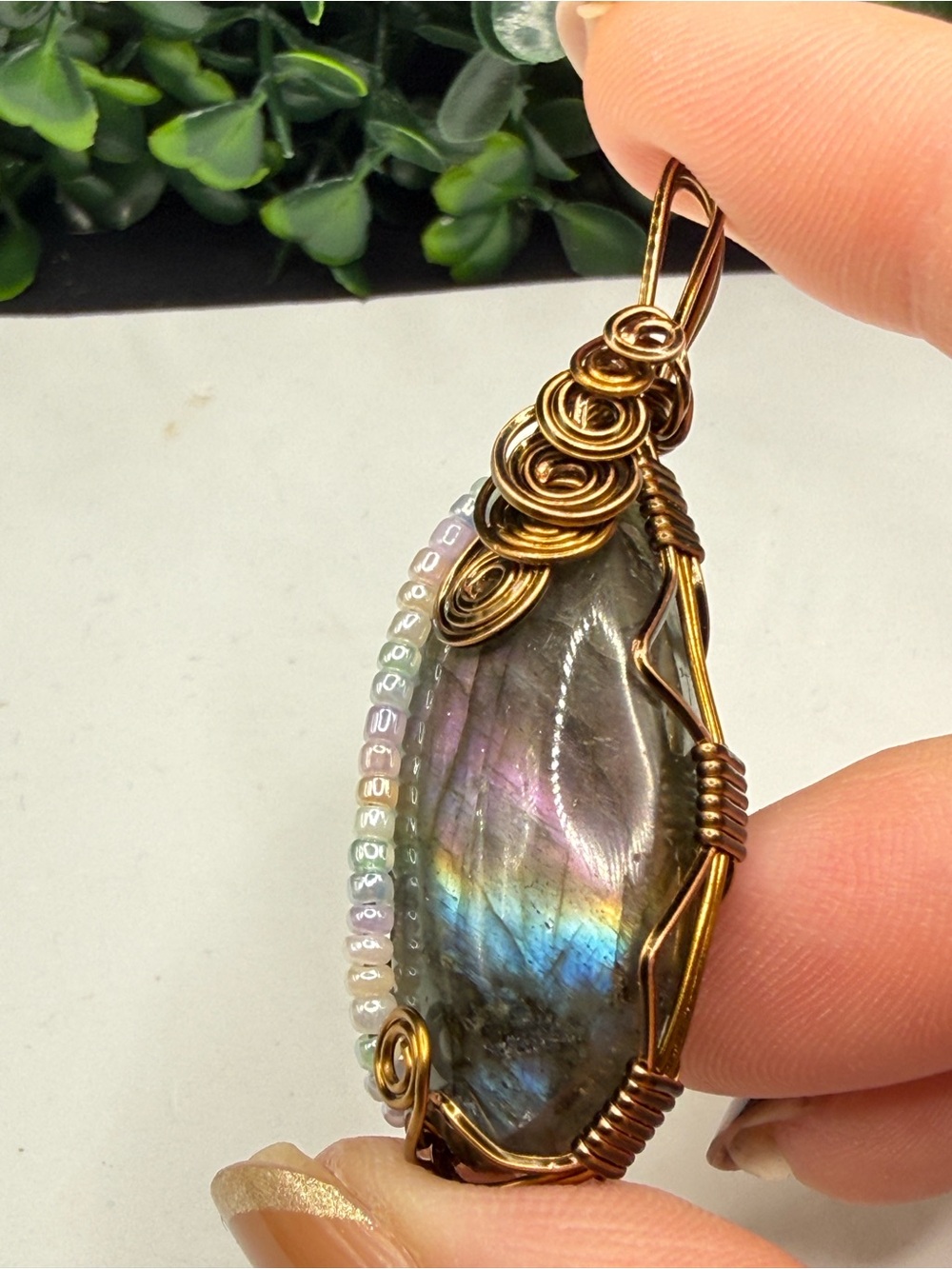One-of-a-Kind Wire Wrapped Labradorite Pendant - Created by Local Artist!